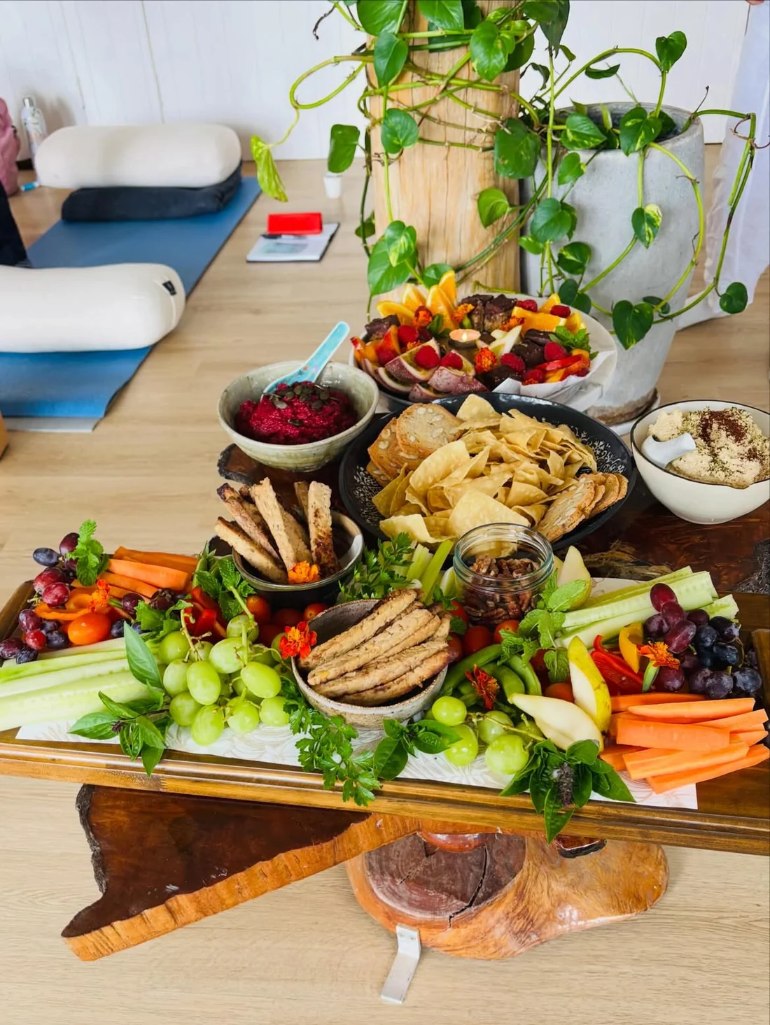 An abundant organic grazing table at Banyula Zen.